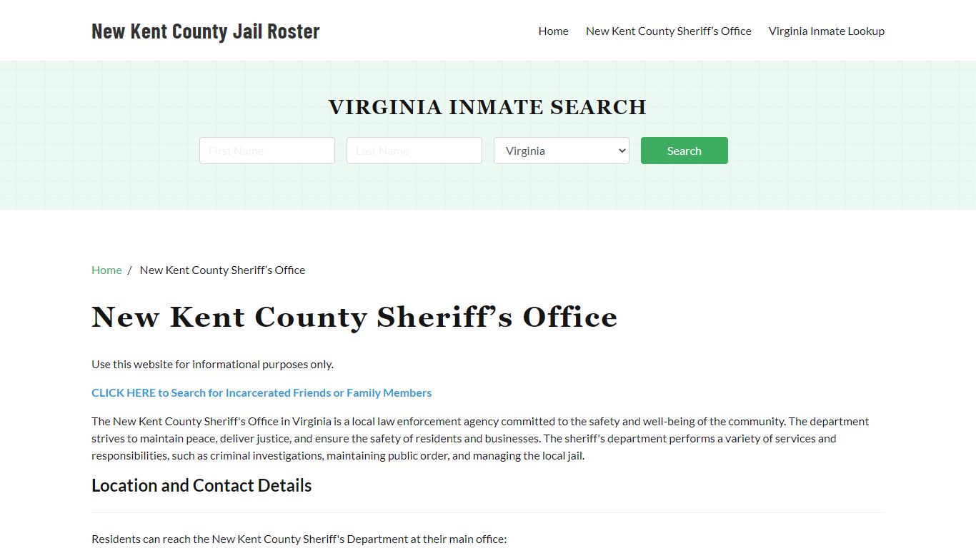 New Kent County Sheriff Office, VA, Arrest Warrants Search