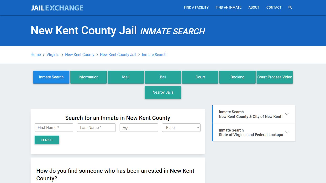 New Kent County Jail, VA Inmate Search: Roster & Mugshots