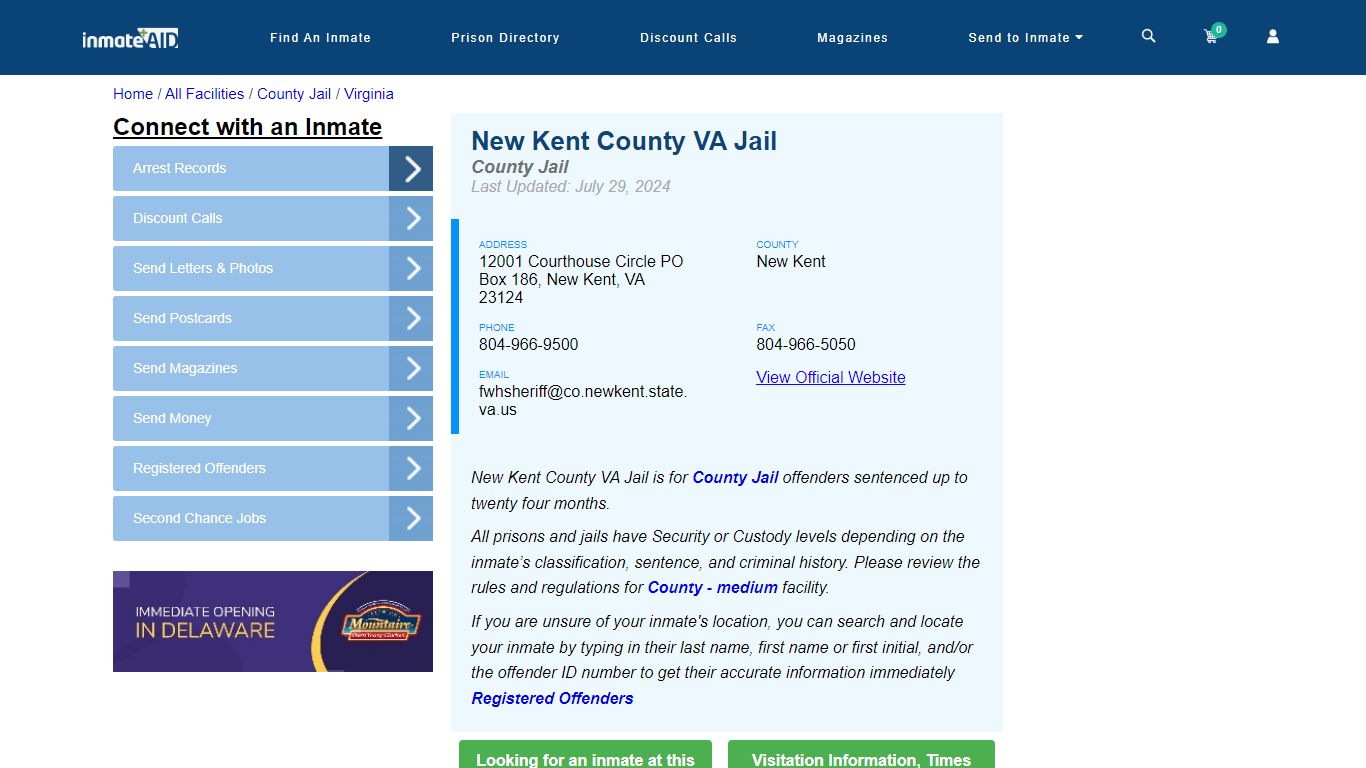 New Kent County VA Jail - Inmate Locator