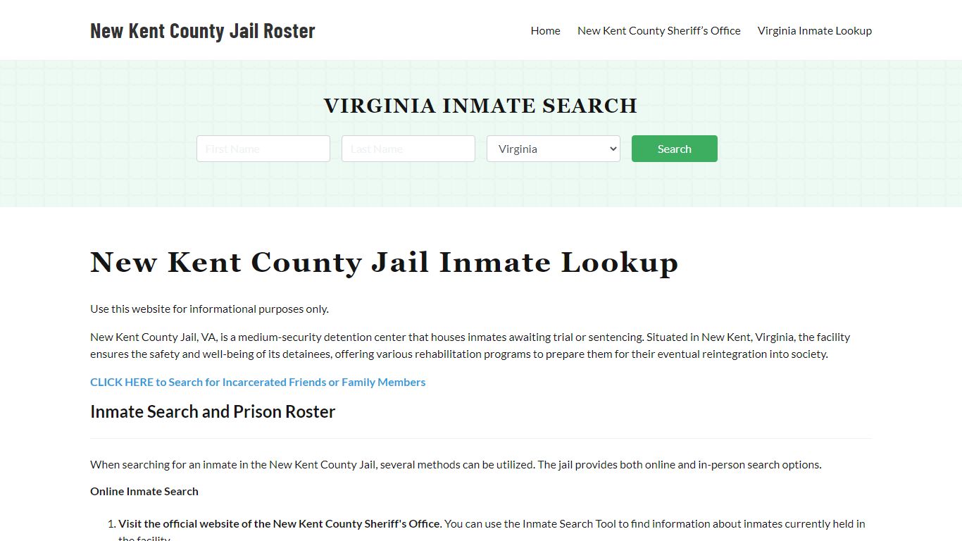 New Kent County Jail Roster Lookup, VA, Inmate Search