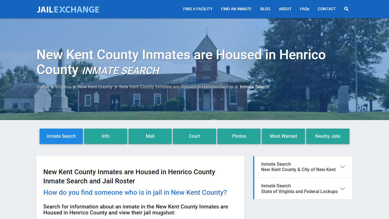 Inmate Search: Roster & Mugshots - New Kent County Inmates are Housed ...