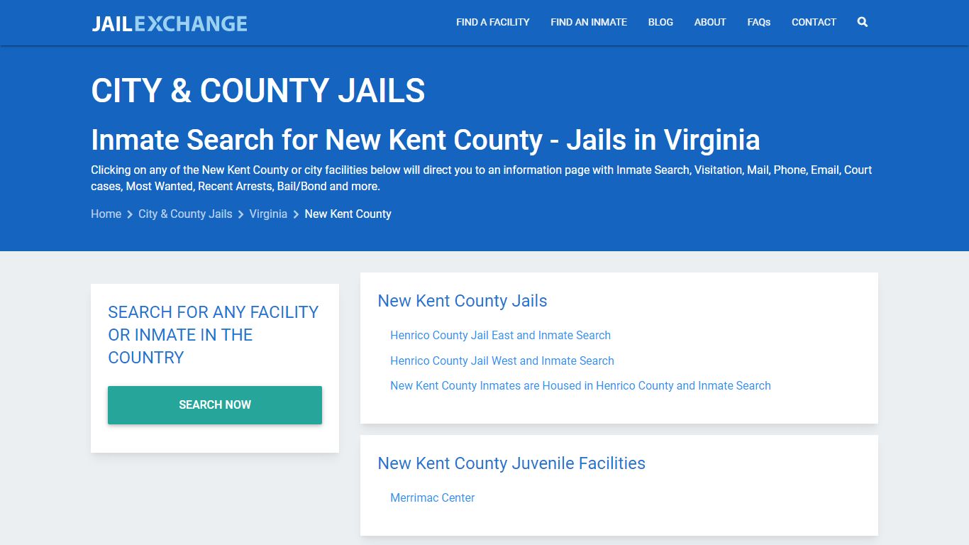 Inmate Search for New Kent County | Jails in Virginia - Jail Exchange